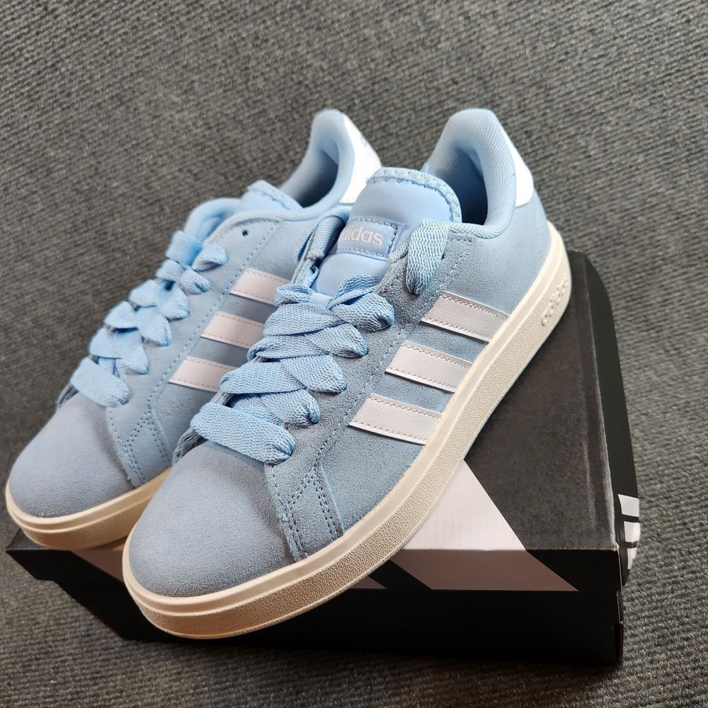 Adidas Shoes Womens 7 Grand Court Base 00s Blue White Casual Trainers Sneakers